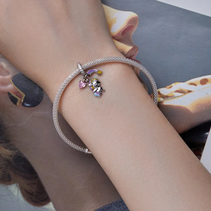 (obrázek pro) Pandora styl Duha Jednorožec Dangle - SCC2468 - Zobrazit 5
