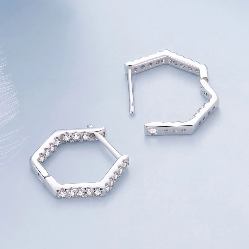 (obrázek pro) Pandora styl Šestistranné náušnice - BSE917 - Zobrazit 4
