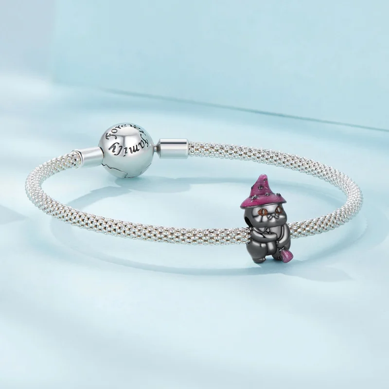 (obrázek pro) Pandora styl Halloweenský čarodějnický kocour charm - SCC2625 - Zobrazit 5