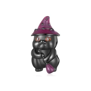 (obrázek pro) Pandora styl Halloweenský čarodějnický kocour charm - SCC2625