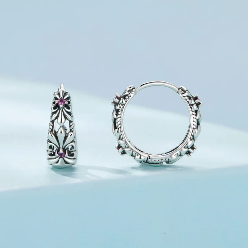 (obrázek pro) Pandora styl Iris Vintage náušnice na kroužku - SCE1649 - Zobrazit 2