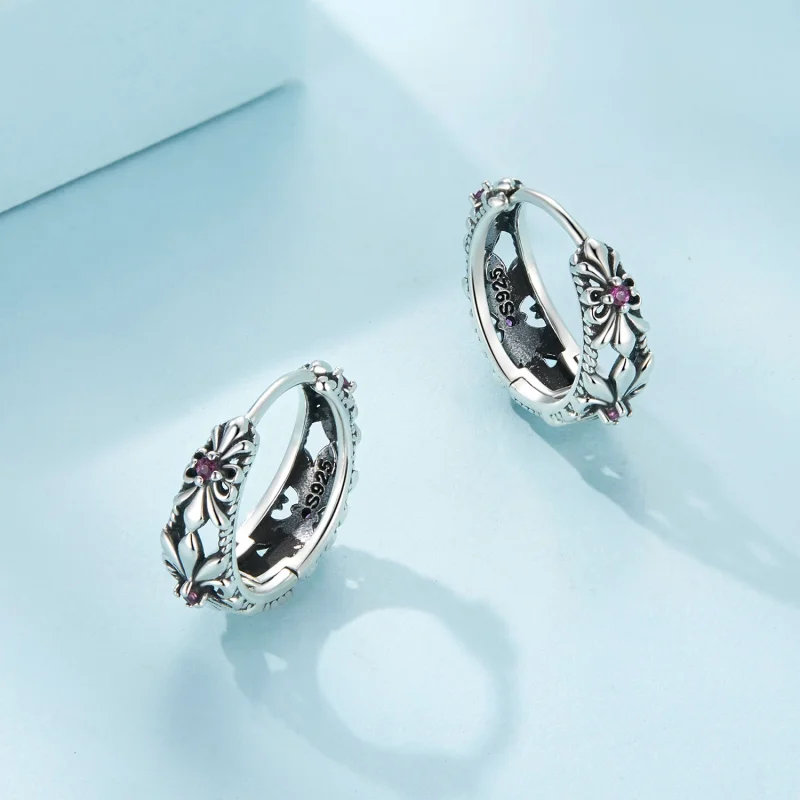 (obrázek pro) Pandora styl Iris Vintage náušnice na kroužku - SCE1649 - Zobrazit 3