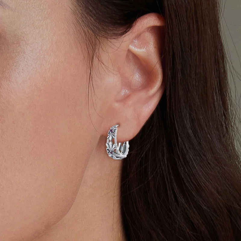 (obrázek pro) Pandora styl Iris Vintage náušnice na kroužku - SCE1649 - Zobrazit 5
