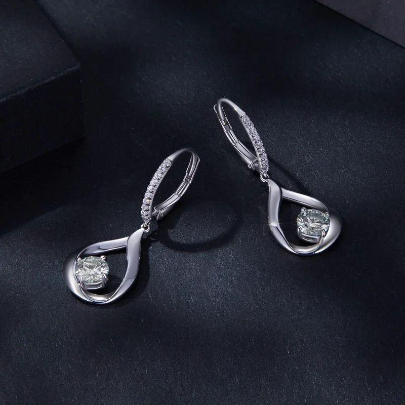 (obrázek pro) Pandora styl Kapička Moissanite náušnice (Dva certifikáty) - MSE032 - Zobrazit 3