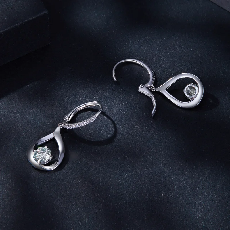 (obrázek pro) Pandora styl Kapička Moissanite náušnice (Dva certifikáty) - MSE032 - Zobrazit 4