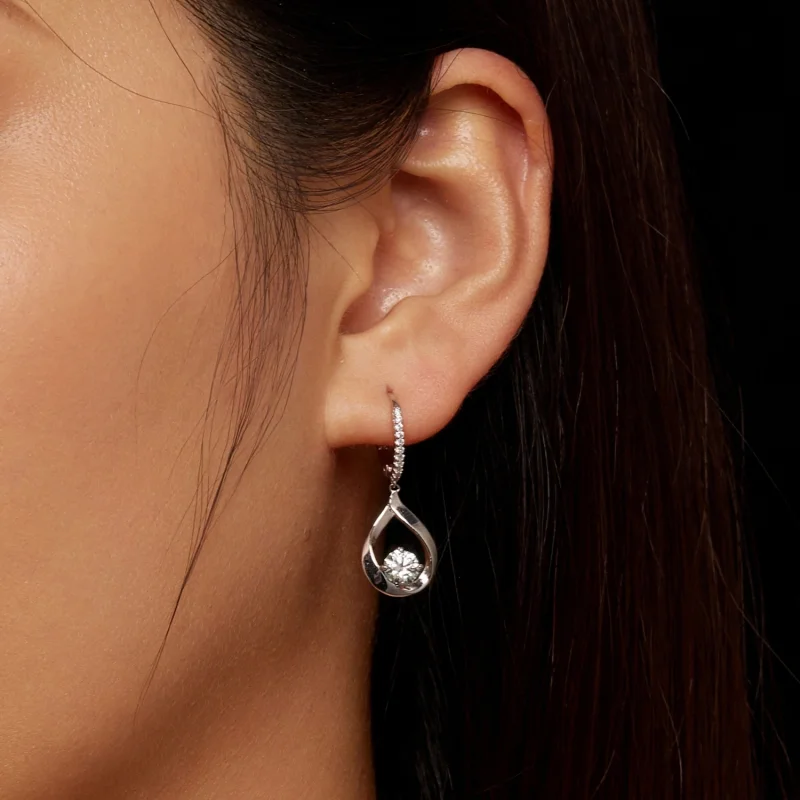 (obrázek pro) Pandora styl Kapička Moissanite náušnice (Dva certifikáty) - MSE032 - Zobrazit 7