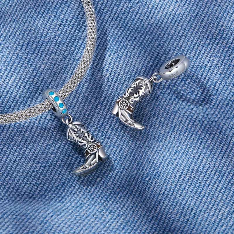 (obrázek pro) Pandora styl Kůže Cowboy Boots Dangle - SCC2566 - Zobrazit 4