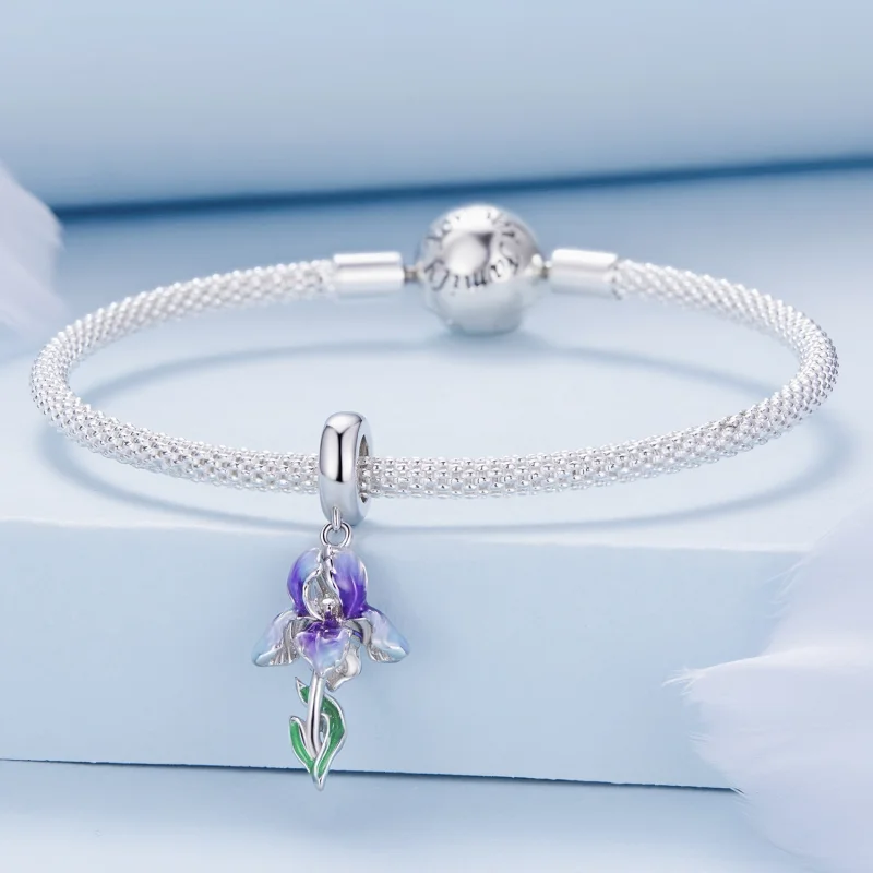 (obrázek pro) Pandora styl Květina Iris Dangle - BSC815 - Zobrazit 3