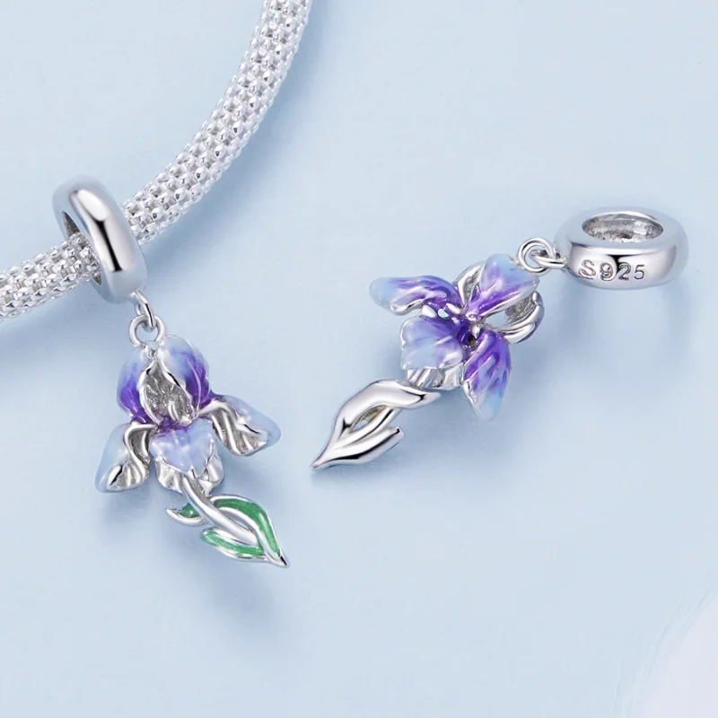 (obrázek pro) Pandora styl Květina Iris Dangle - BSC815 - Zobrazit 4