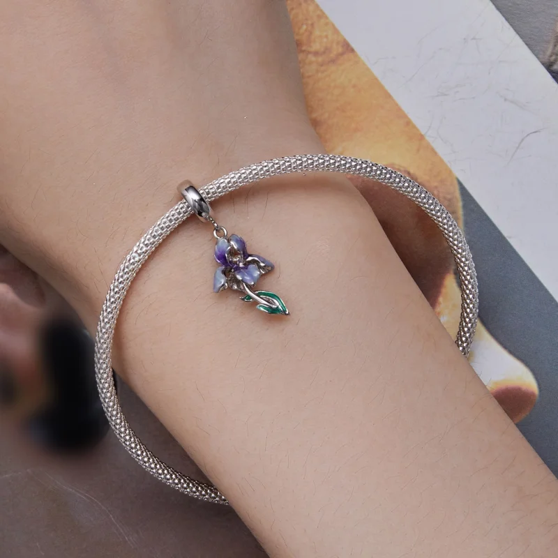 (obrázek pro) Pandora styl Květina Iris Dangle - BSC815 - Zobrazit 5