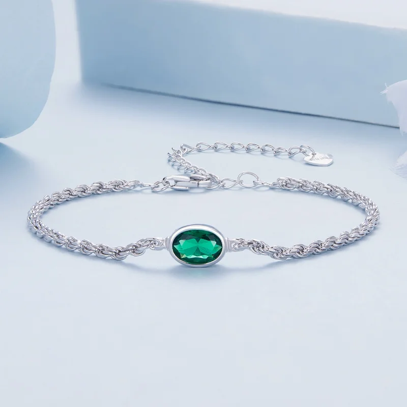 (obrázek pro) Pandora styl Lehký luxusní zelený zirkon Chopard náramek - BSB116 - Zobrazit 2