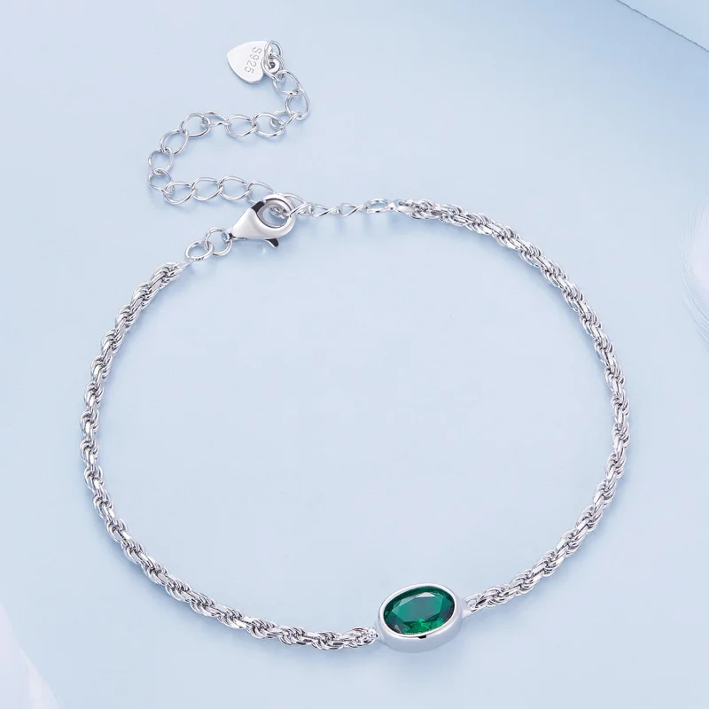 (obrázek pro) Pandora styl Lehký luxusní zelený zirkon Chopard náramek - BSB116 - Zobrazit 3
