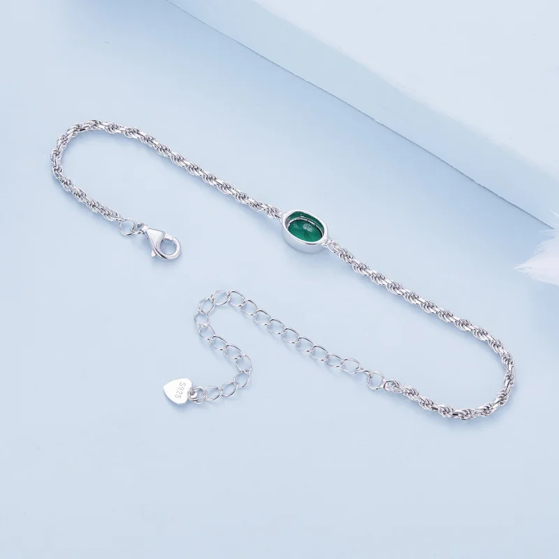 (obrázek pro) Pandora styl Lehký luxusní zelený zirkon Chopard náramek - BSB116 - Zobrazit 4