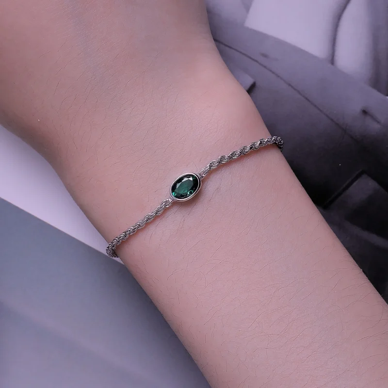 (obrázek pro) Pandora styl Lehký luxusní zelený zirkon Chopard náramek - BSB116 - Zobrazit 5