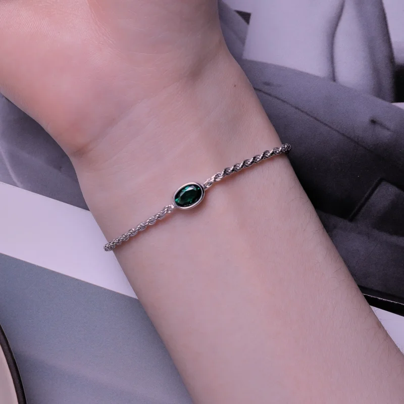 (obrázek pro) Pandora styl Lehký luxusní zelený zirkon Chopard náramek - BSB116 - Zobrazit 7