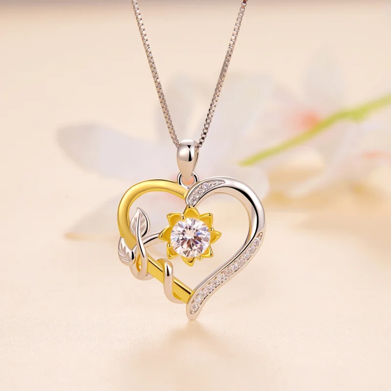 (obrázek pro) Pandora styl Láska Moissanite Náhrdelník (Jeden Certifikát) - MSN012 - Zobrazit 2