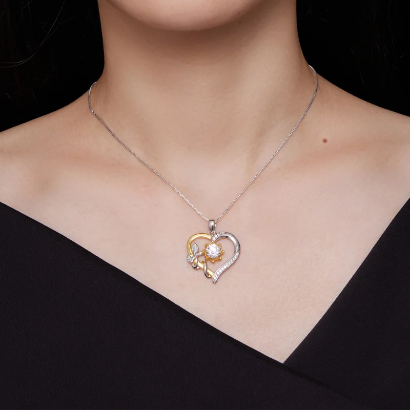 (obrázek pro) Pandora styl Láska Moissanite Náhrdelník (Jeden Certifikát) - MSN012 - Zobrazit 6