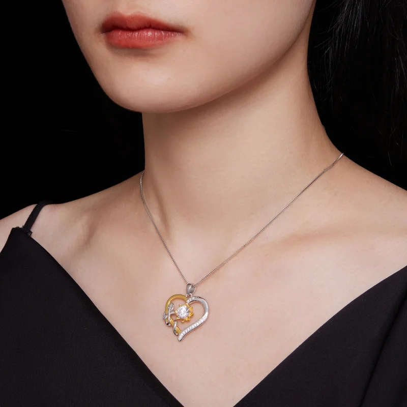 (obrázek pro) Pandora styl Láska Moissanite Náhrdelník (Jeden Certifikát) - MSN012 - Zobrazit 7