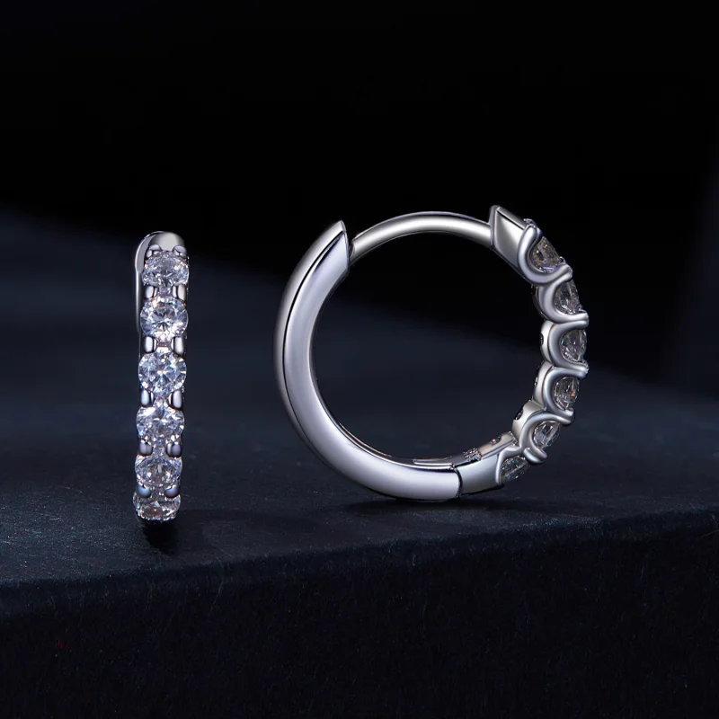 (obrázek pro) Pandora styl Moissanite kruhové náušnice - MSE029 - Zobrazit 2
