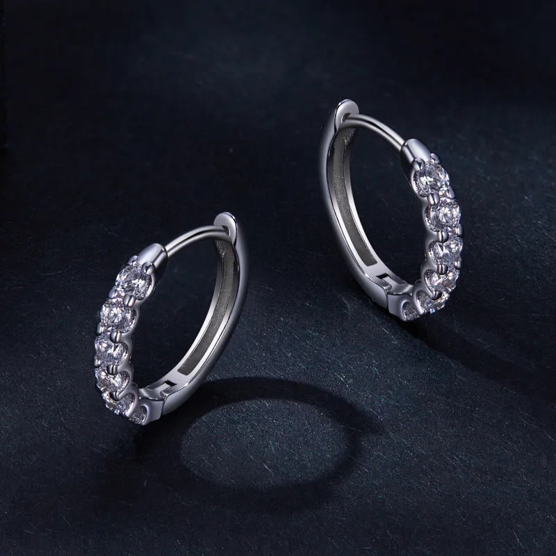 (obrázek pro) Pandora styl Moissanite kruhové náušnice - MSE029 - Zobrazit 3
