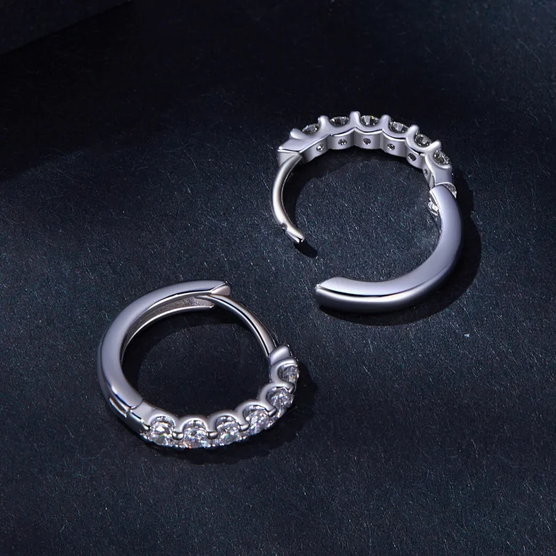 (obrázek pro) Pandora styl Moissanite kruhové náušnice - MSE029 - Zobrazit 4
