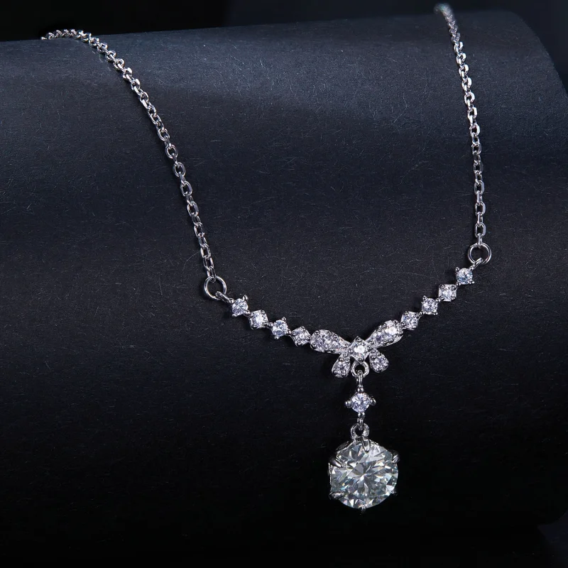(obrázek pro) Pandora styl Moissanite náhrdelník (Jeden certifikát) - MSN020 - Zobrazit 2