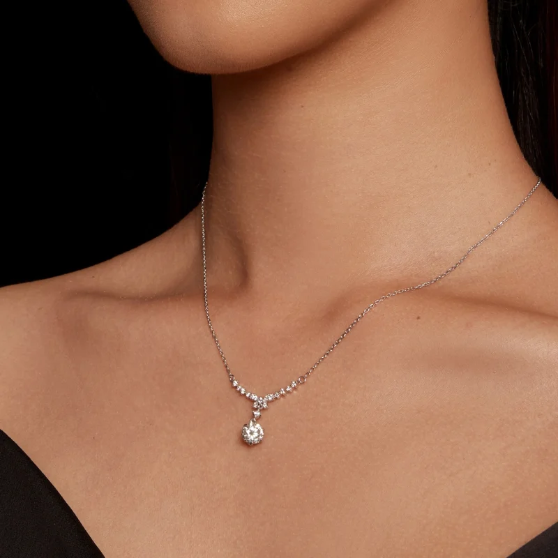 (obrázek pro) Pandora styl Moissanite náhrdelník (Jeden certifikát) - MSN020 - Zobrazit 5