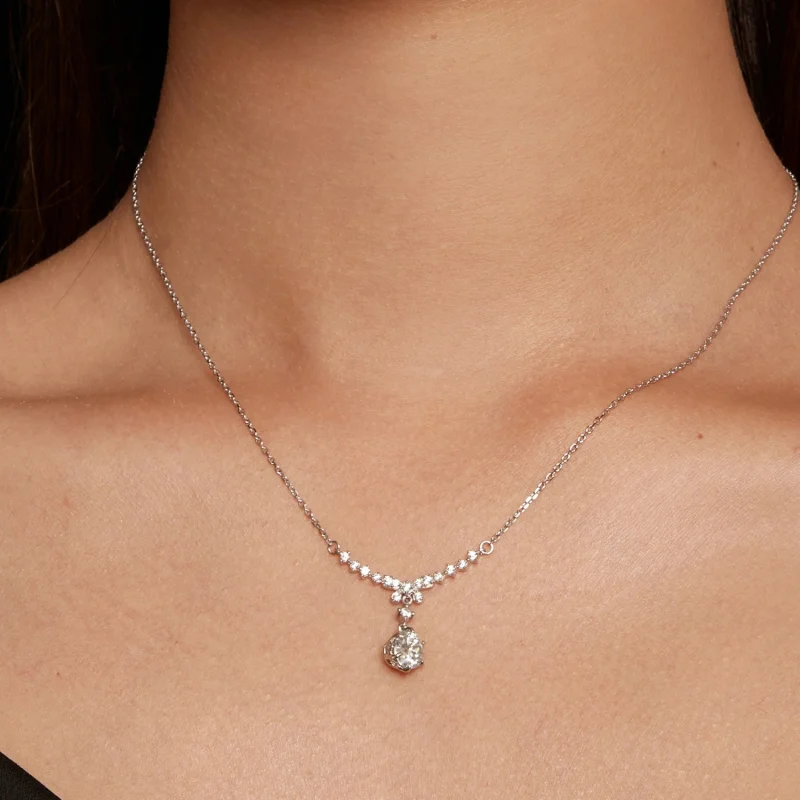 (obrázek pro) Pandora styl Moissanite náhrdelník (Jeden certifikát) - MSN020 - Zobrazit 6