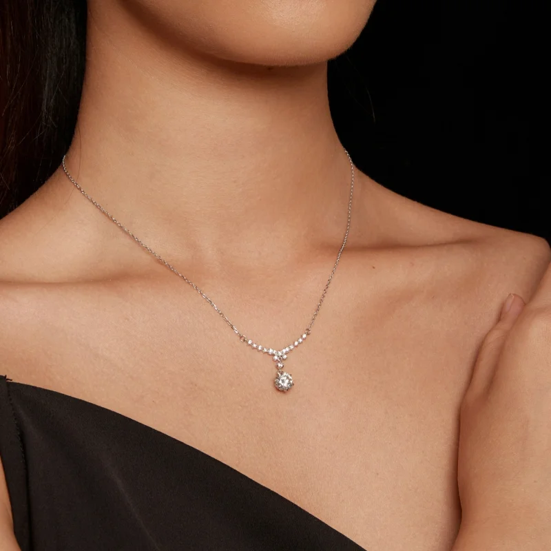 (obrázek pro) Pandora styl Moissanite náhrdelník (Jeden certifikát) - MSN020 - Zobrazit 7