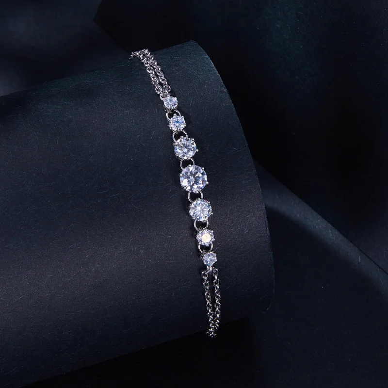 (obrázek pro) Pandora styl Moissanite náramek (Jeden certifikát) - MSB008 - Zobrazit 2