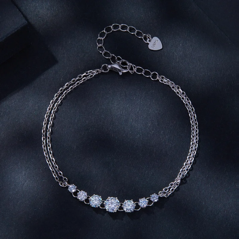 (obrázek pro) Pandora styl Moissanite náramek (Jeden certifikát) - MSB008 - Zobrazit 3
