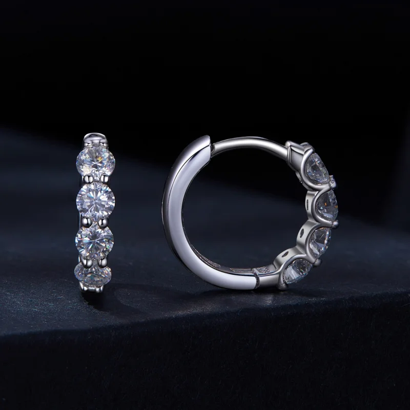 (obrázek pro) Pandora styl Moissanite náušnice s kruhy - MSE030 - Zobrazit 2
