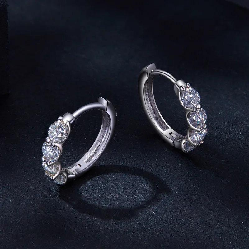 (obrázek pro) Pandora styl Moissanite náušnice s kruhy - MSE030 - Zobrazit 3
