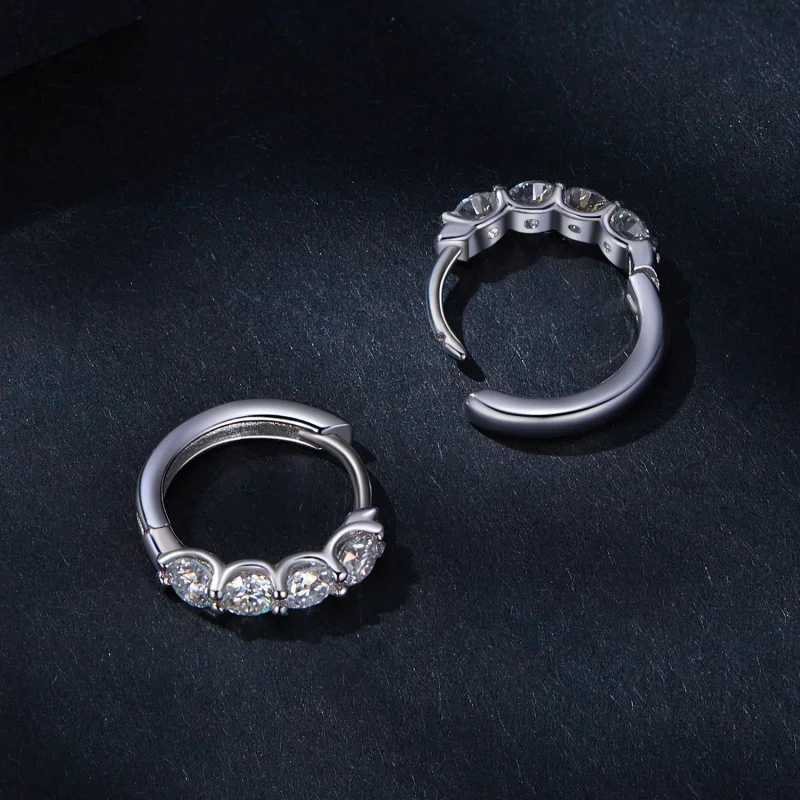 (obrázek pro) Pandora styl Moissanite náušnice s kruhy - MSE030 - Zobrazit 4