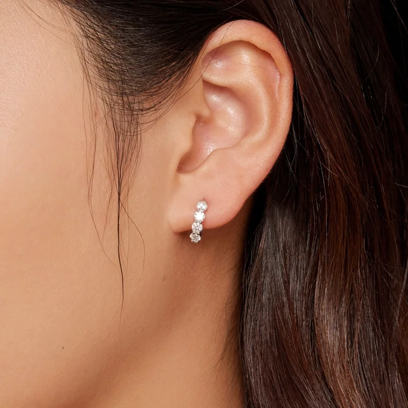 (obrázek pro) Pandora styl Moissanite náušnice s kruhy - MSE030 - Zobrazit 5