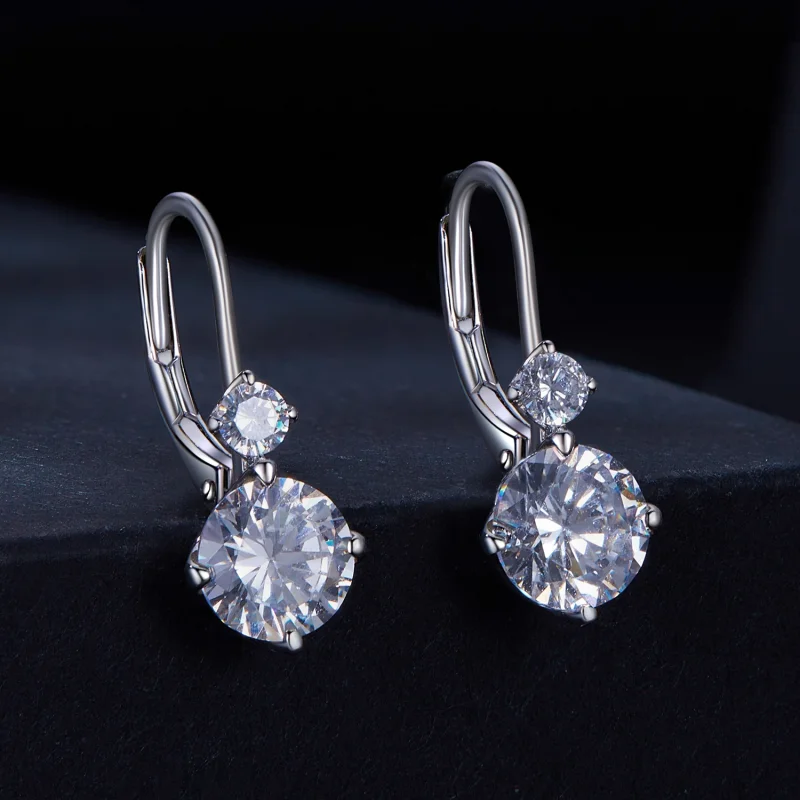 (obrázek pro) Pandora styl Moissanite náušnice v podobě kroužku (Dva certifikáty) - MSE031 - Zobrazit 2