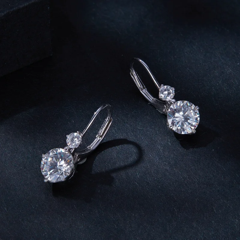 (obrázek pro) Pandora styl Moissanite náušnice v podobě kroužku (Dva certifikáty) - MSE031 - Zobrazit 3