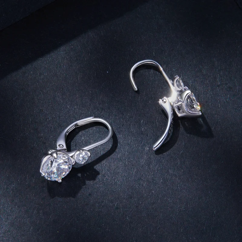 (obrázek pro) Pandora styl Moissanite náušnice v podobě kroužku (Dva certifikáty) - MSE031 - Zobrazit 4