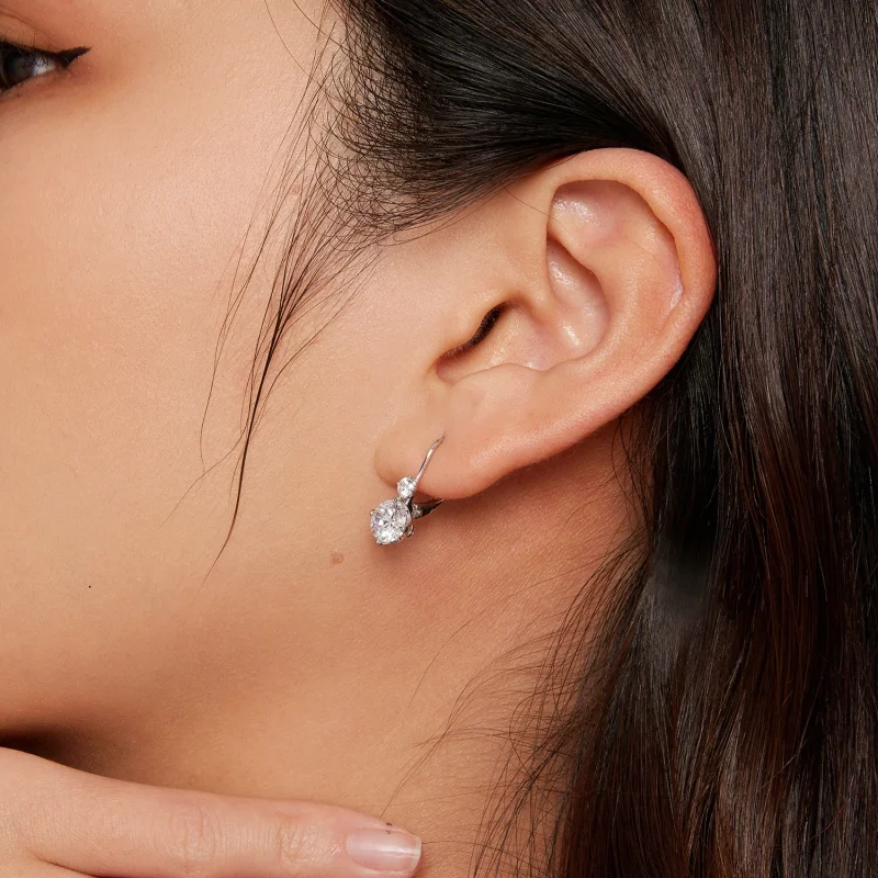 (obrázek pro) Pandora styl Moissanite náušnice v podobě kroužku (Dva certifikáty) - MSE031 - Zobrazit 5