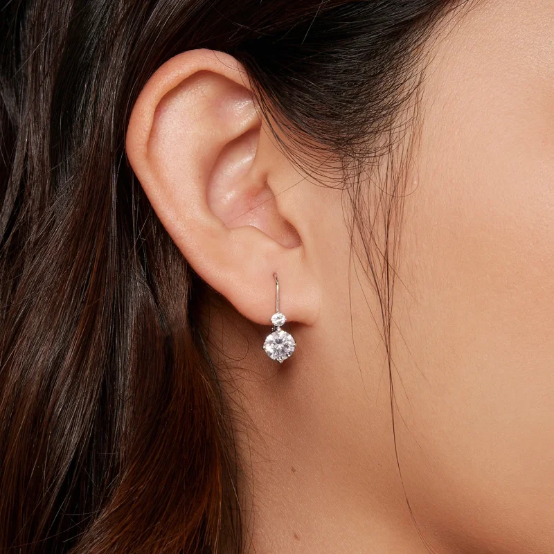 (obrázek pro) Pandora styl Moissanite náušnice v podobě kroužku (Dva certifikáty) - MSE031 - Zobrazit 6
