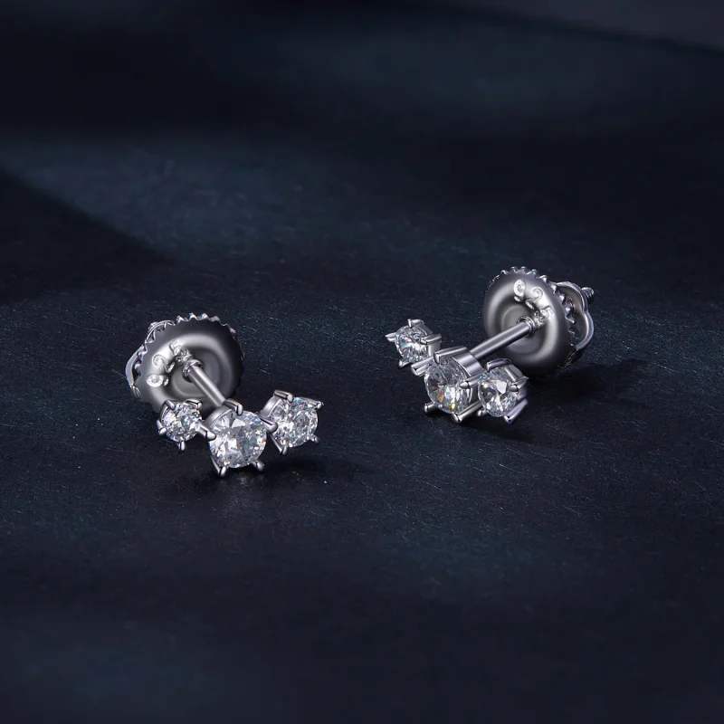 (obrázek pro) Pandora styl Moissanite stud přívěsky (jeden certifikát) - MSE034 - Zobrazit 2