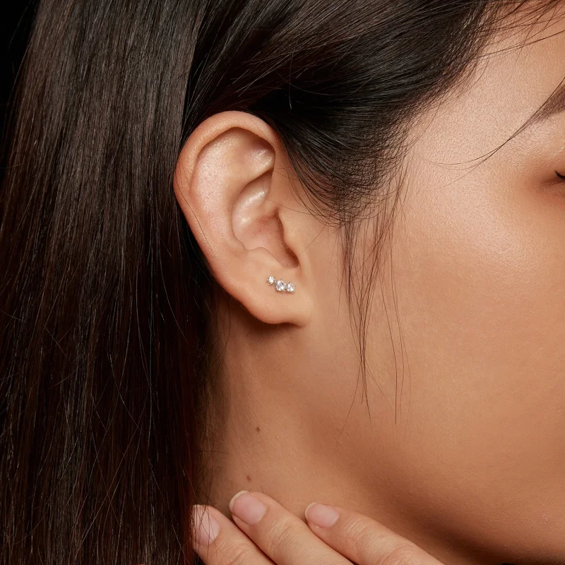 (obrázek pro) Pandora styl Moissanite stud přívěsky (jeden certifikát) - MSE034 - Zobrazit 7