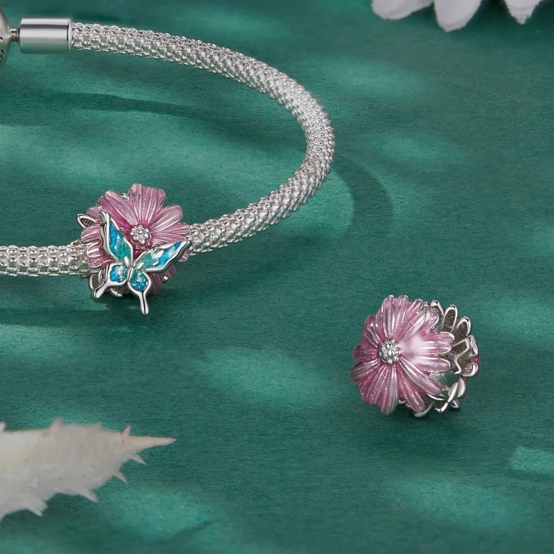 (obrázek pro) Pandora styl Motýl Chryzantéma Charm - BSC788 - Zobrazit 4