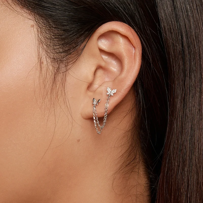 (obrázek pro) Pandora styl Motýlky náušnice - BSE876 - Zobrazit 5