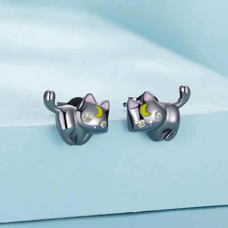 (obrázek pro) Pandora styl Měsíční koťata náušnice - SCE1584 - Zobrazit 2