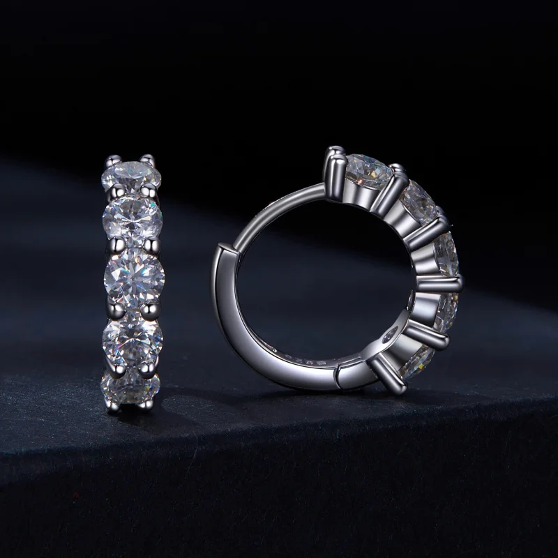 (obrázek pro) Pandora styl polokruhové Moissanite diamantové náušnice - MSE033 - Zobrazit 2