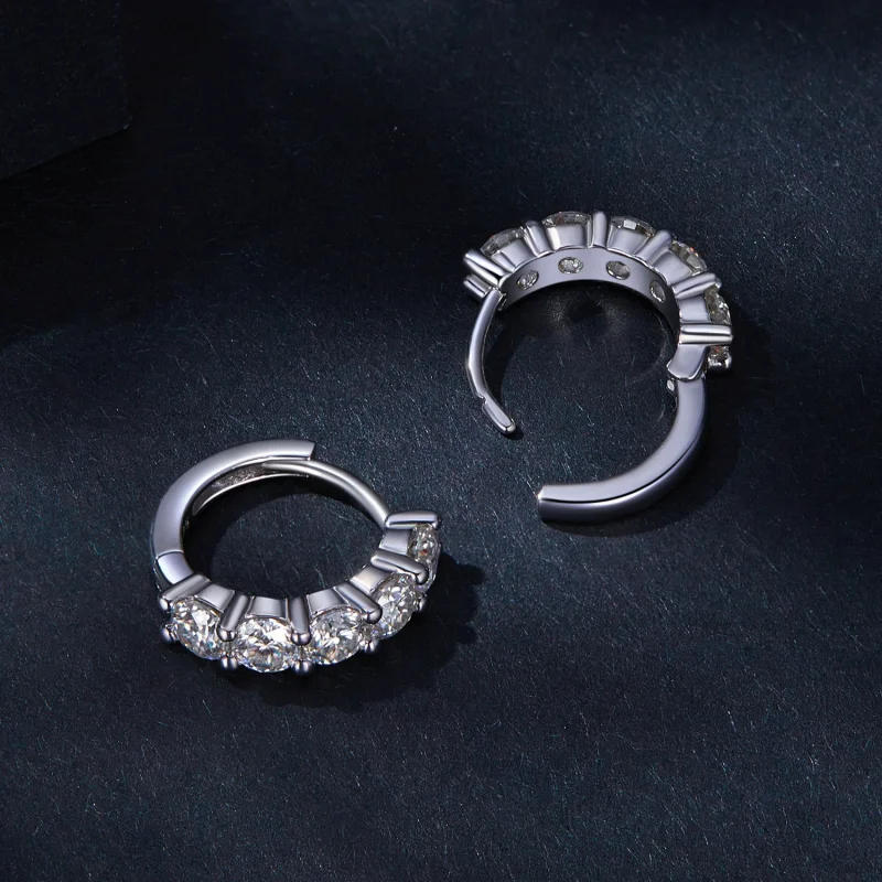 (obrázek pro) Pandora styl polokruhové Moissanite diamantové náušnice - MSE033 - Zobrazit 4