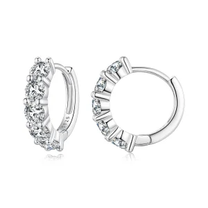 (obrázek pro) Pandora styl polokruhové Moissanite diamantové náušnice - MSE033