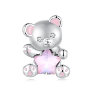 (obrázek pro) Pandora styl Růžový hvězdný medvěd Charm - SCC2638