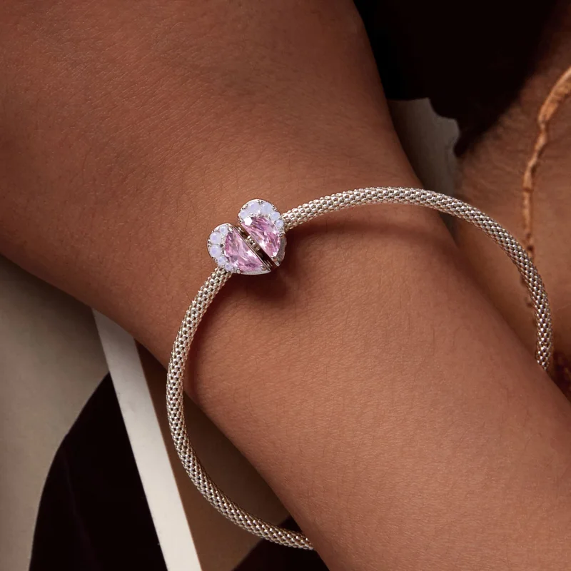 (obrázek pro) Pandora styl Růžové Sestřičky Srdce Charm - SCC2641 - Zobrazit 4